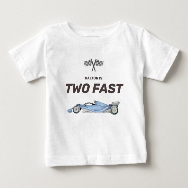 T-shirt Pour Bébé Deux Véhicule de Course Rapide Deuxième Anniversai (Devant)