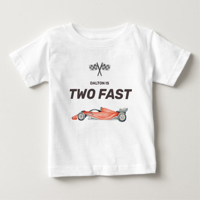 T-shirt Pour Bébé Deux Voiture de Course Rapide Deuxième Anniversair (Devant)