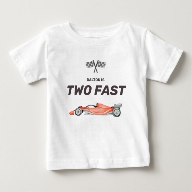 T-shirt Pour Bébé Deux Voitures de Course Rapides Deuxième Anniversa (Devant)