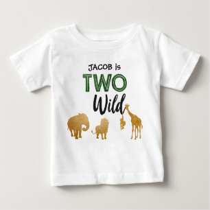 T-shirt Pour Bébé Deux Wild Safari Animaux Party Boy 2e anniversaire