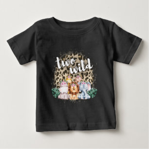 T-shirt Pour Bébé Deux Wild Safari Jungle Thème 2ème Anniversaire
