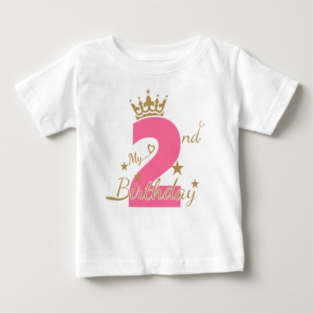 T-shirt Pour Bébé Deuxième anniversaire, 2e anniversaire (Devant)