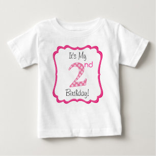 T-shirt Pour Bébé Deuxième anniversaire de la mignonne fille rose