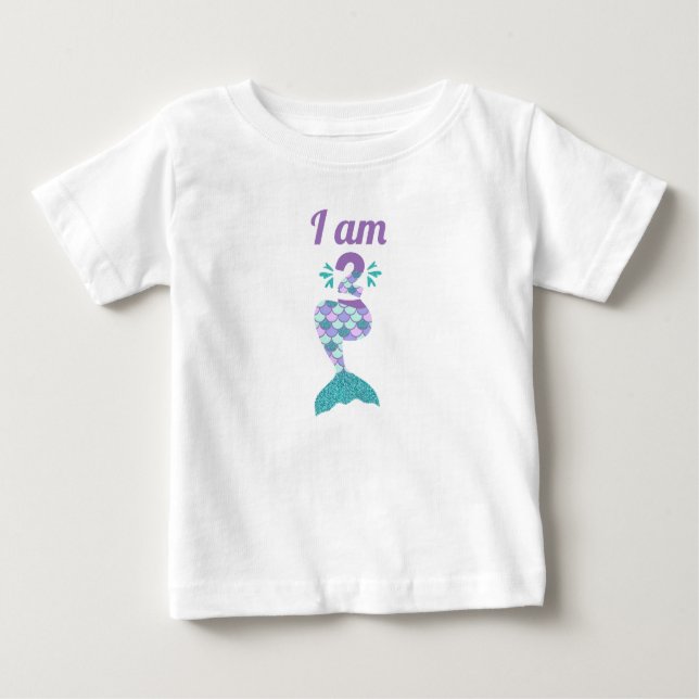 T-shirt Pour Bébé Deuxième anniversaire de sirène (Devant)