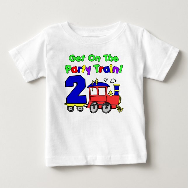 T-shirt Pour Bébé Deuxième anniversaire du train de fête (Devant)