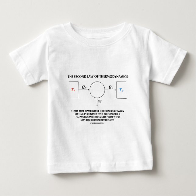 T-shirt Pour Bébé Deuxième loi de travail de thermodynamique (Devant)