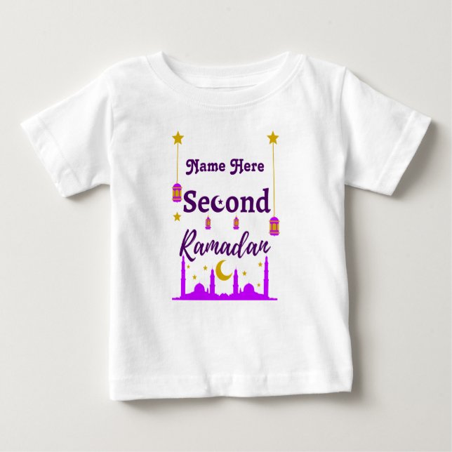 T-shirt Pour Bébé Deuxième Ramadan | Nom personnalisé (Devant)