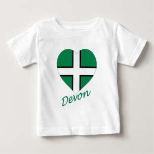 T-shirt Pour Bébé Dévon Coeur avec drapeau avec nom