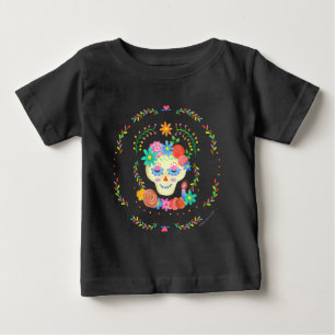 T-shirt Pour Bébé Día de los Muertos Sugar Crâne Circulaire Design