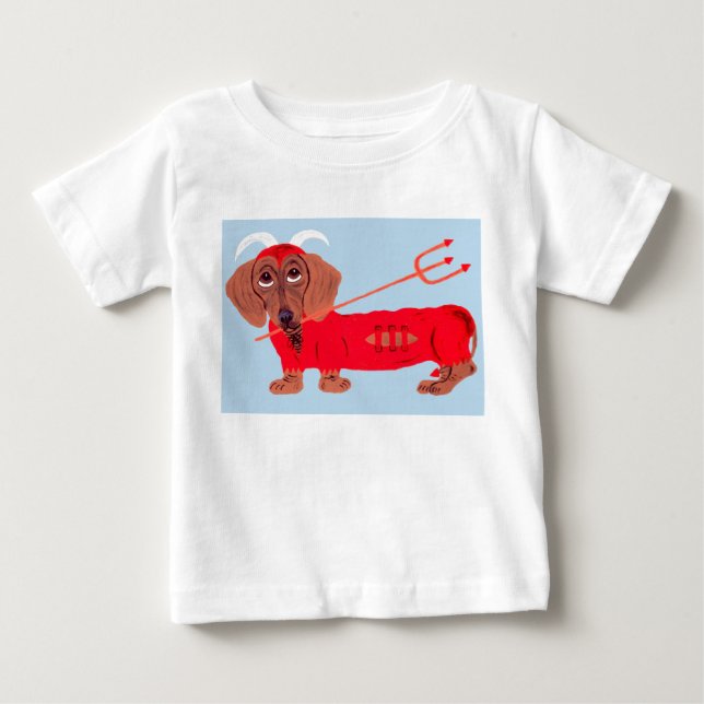 T-shirt Pour Bébé Diable Dachshund (Devant)