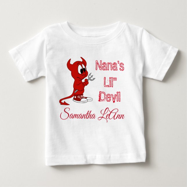 T-shirt Pour Bébé Diable Halloween de Lil de Nana personnalisée (Devant)