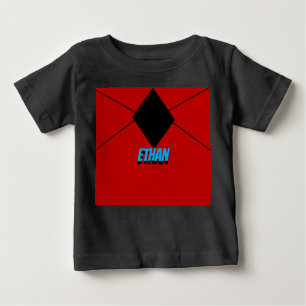 T-shirt Pour Bébé Diamant noir et rouge minimal linéaire noir