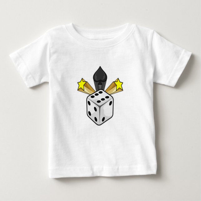 T-shirt Pour Bébé Dice au Poker avec pique et étoiles (Devant)