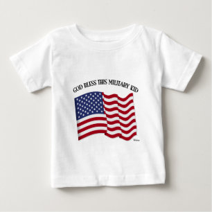 T-shirt Pour Bébé DIEU BÉNISSE CET ENFANT DE MILITAIRE avec drapeau 