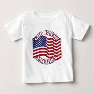 T-shirt Pour Bébé Dieu bénisse l'Amérique avec le drapeau américain