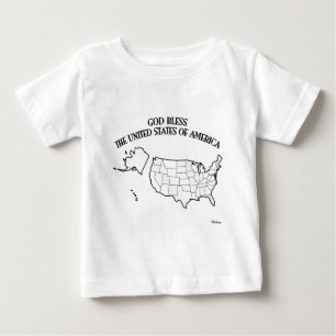 T-shirt Pour Bébé DIEU BÉNISSE LES ÉTATS-UNIS D'AMÉRIQUE contour des