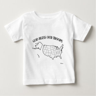 T-shirt Pour Bébé Dieu bénisse nos troupes avec le contour des États