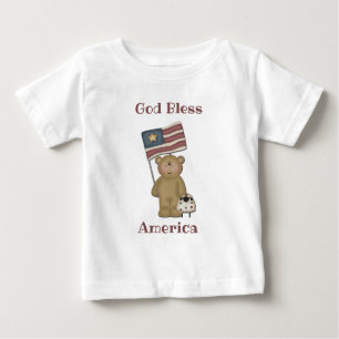 T-shirt Pour Bébé Dieu bénit l'Amérique - Ours Patriotique Teddy