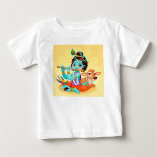 T-shirt Pour Bébé Dieu indien de Krishna jouant l'illustration de