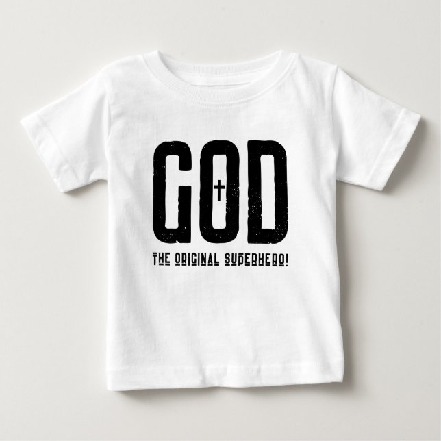 T-shirt Pour Bébé Dieu La Croix Biblique Superhero Originale (Devant)