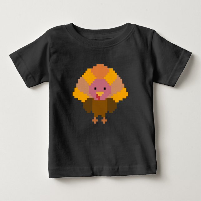 T-shirt Pour Bébé Dinde - Pixel Art (Devant)