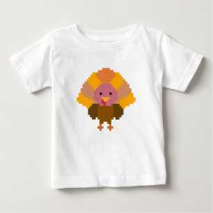 T-shirt Pour Bébé Dinde - Pixel Art
