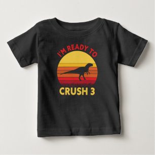 T-shirt Pour Bébé Dino Anniversaire Prêt à écraser 3 Chemise