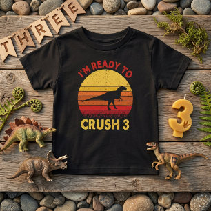 T-shirt Pour Bébé Dino Anniversaire Prêt à écraser 3 Chemise