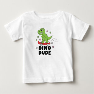 T-shirt Pour Bébé Dino Dude Mignon Dino Planche à Roulettes Enfants