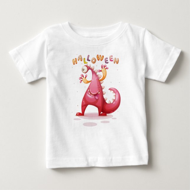 T-shirt Pour Bébé Dino Enfant Cute Halloween Monster Toddler (Devant)
