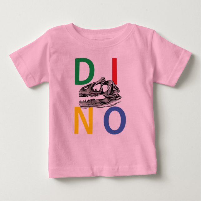 T-shirt Pour Bébé DINO - T-shirt Bébé rose jersey fin (Devant)