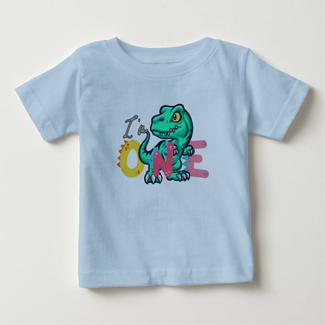T-shirt Pour Bébé Dino TRex j'ai 1 ans Garçons d'anniversaire UN Ret (Devant)
