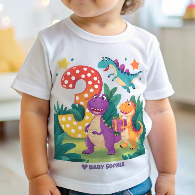 T-shirt Pour Bébé Dinosaur 3e anniversaire (Créateur téléchargé)