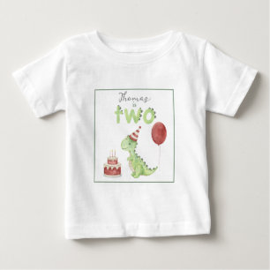 T-shirt Pour Bébé Dinosaur aquarelle 2e anniversaire