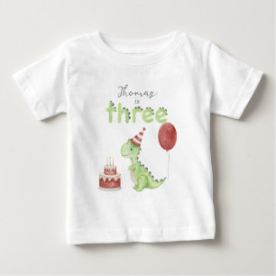 T-shirt Pour Bébé Dinosaur aquarelle 3e anniversaire