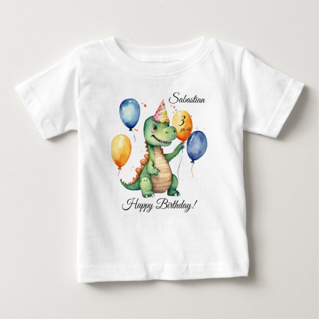 T-shirt Pour Bébé Dinosaur Birthday Boy (Devant)