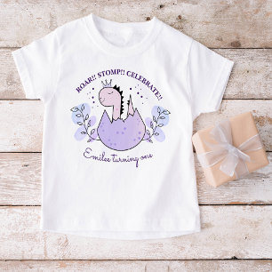 T-shirt Pour Bébé Dinosaur fête d'anniversaire rose pourpre