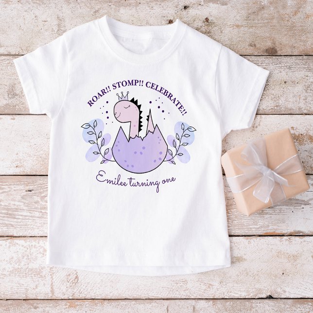 T-shirt Pour Bébé Dinosaur fête d'anniversaire rose pourpre (Créateur téléchargé)