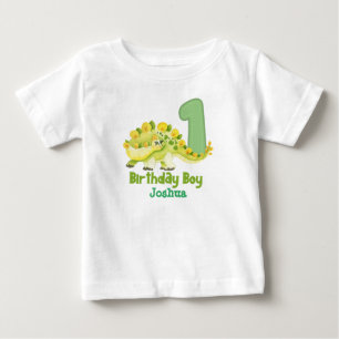 T-shirt Pour Bébé Dinosaur Garçon Premier anniversaire avec le nom 