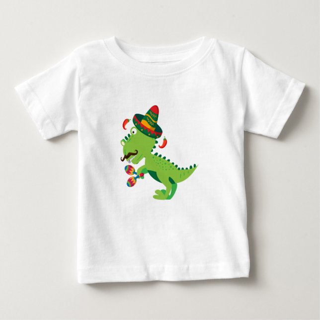 T-shirt Pour Bébé Dinosaur T-Rex Mexicain Cinco De Mayo Garçons (Devant)