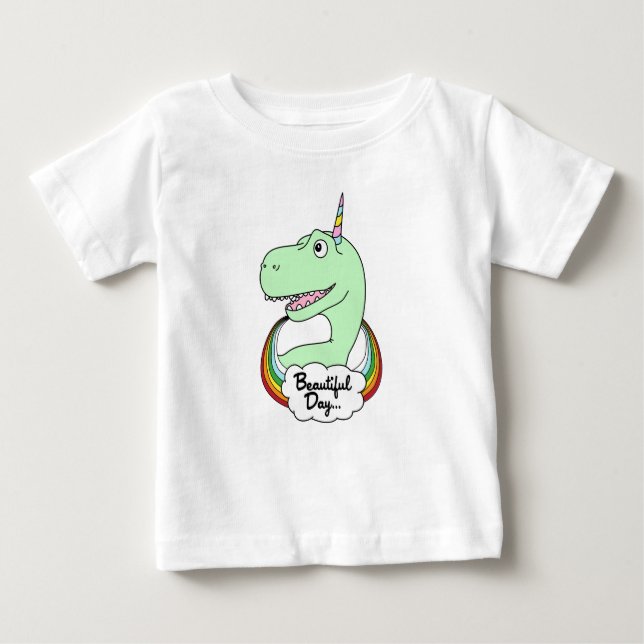 T-shirt Pour Bébé Dinosaur Unicorn (Devant)