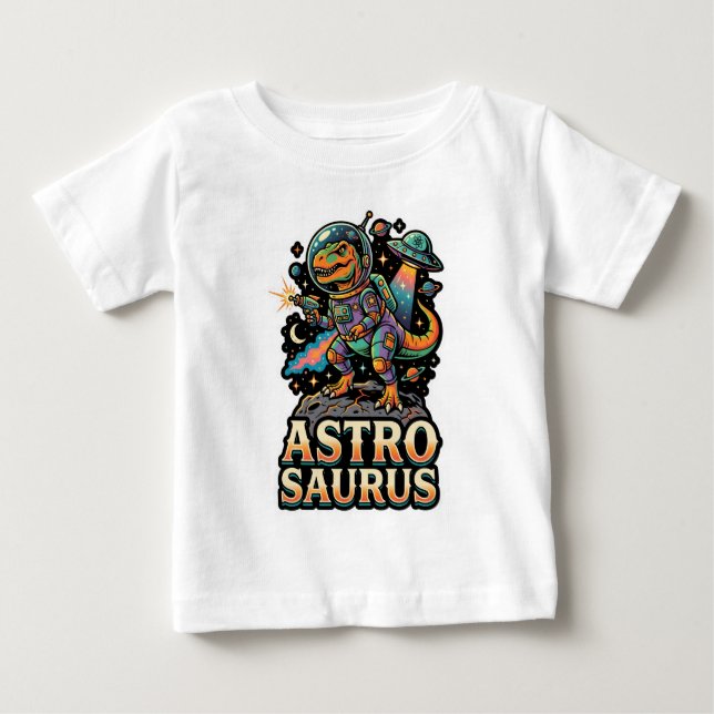 T-shirt Pour Bébé Dinosaure Alien Astro Saurus : Espace Astronaute R (Devant)