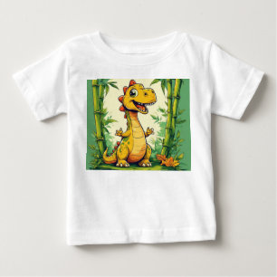 T-shirt Pour Bébé Dinosaure de dessin animé adorable dans une jungle