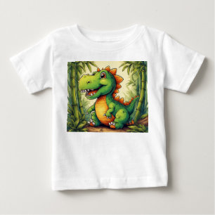 T-shirt Pour Bébé Dinosaure de dessin animé adorable dans une jungle