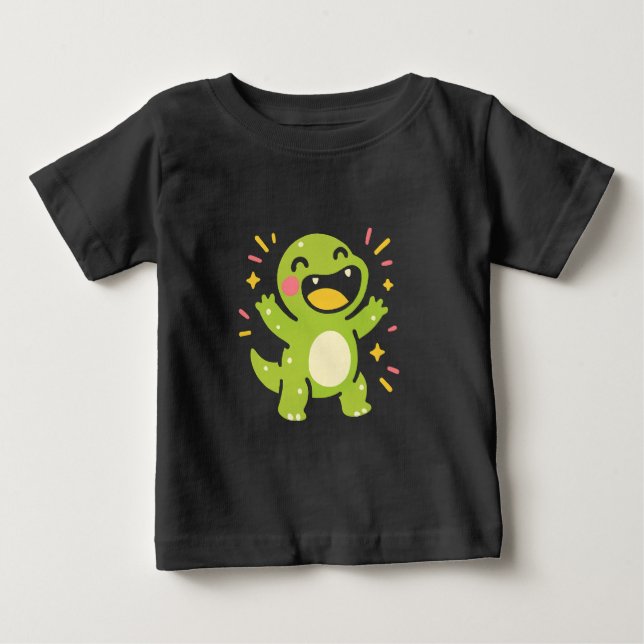 T-shirt Pour Bébé Dinosaure de dessin animé heureux (Devant)