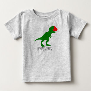 T-shirt Pour Bébé Dinosaure de Loveasaurus mangeant un coeur
