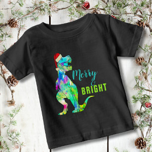 T-shirt Pour Bébé Dinosaure de Noël Joyeux et Lumineux