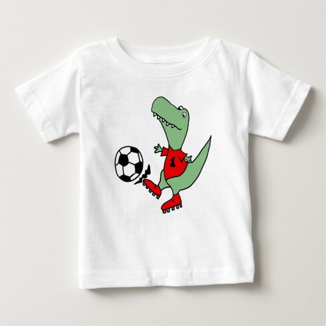 T-shirt Pour Bébé Dinosaure drôle de T-rex jouant au football (Devant)