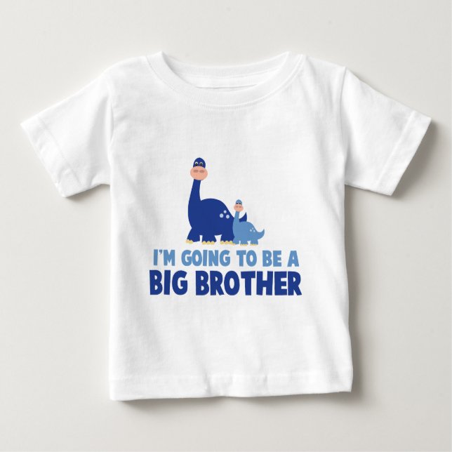 T-shirt Pour Bébé dinosaure grand frère pour être nouveau bleu (Devant)