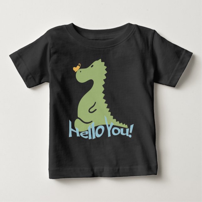 T-shirt Pour Bébé Dinosaure mignon & Bébé papillon (Devant)